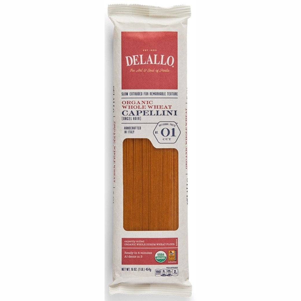 Delallo Pasta Organic Whole Wheat Capellini Angel Hair - 16oz