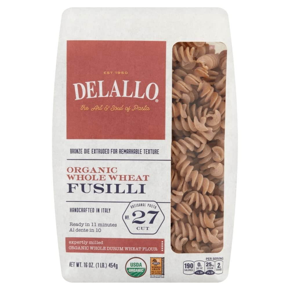 Delallo Pasta Organic Whole Wheat Fusilli - 16oz