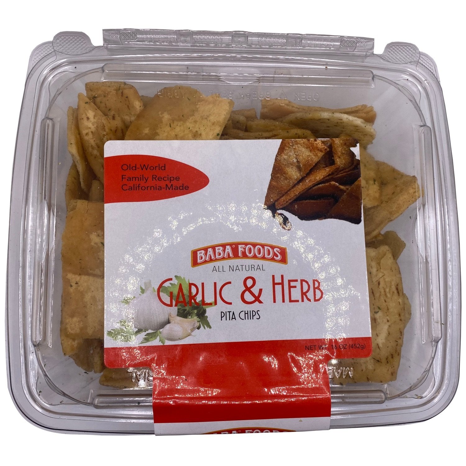 Baba Foods Pita Chips Garlic Herbs - 16oz