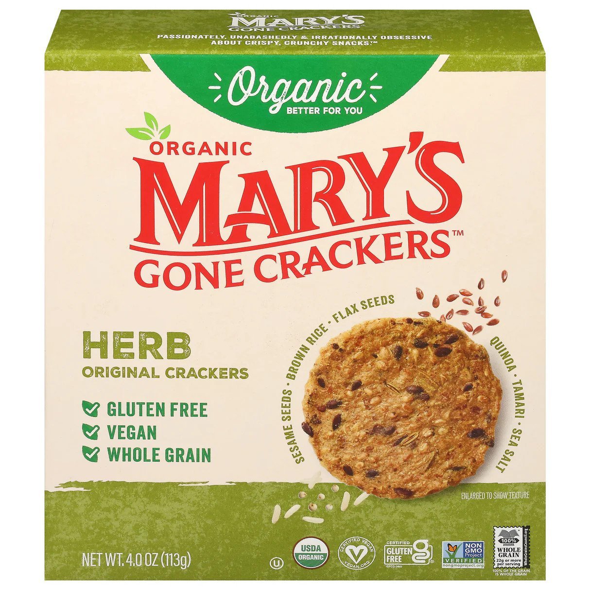 Marys Gone Crackers Herb Original - 4oz