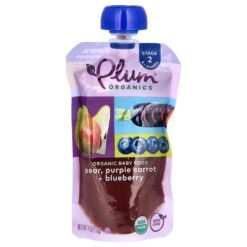 Plum Organics Baby Food Pear, Purple Carrot + Blueberry - 4oz